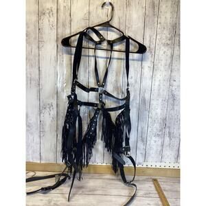 Black Leather Tassel Fringe Body Harness – Punk Gothic Festival Style